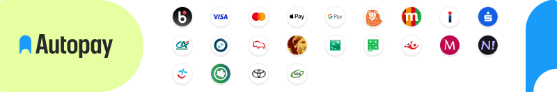 Płatności obsługiwane przez Autopay: BLIK, karty Visa i Mastercard, Apple Pay, Google Pay oraz przelewy bankowe