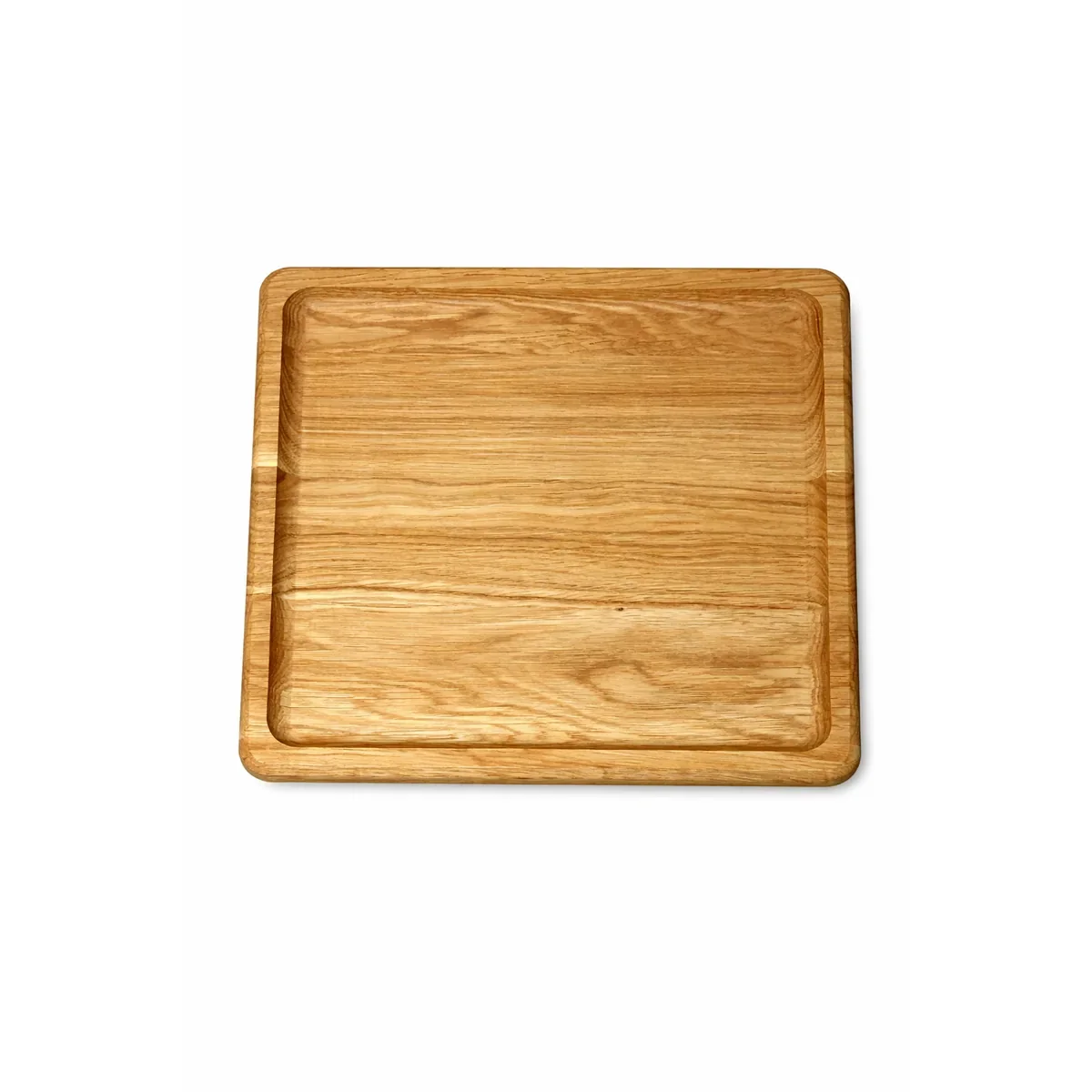 Dębowa taca 29 × 29 cm z rysunkiem słojów, widok z góry