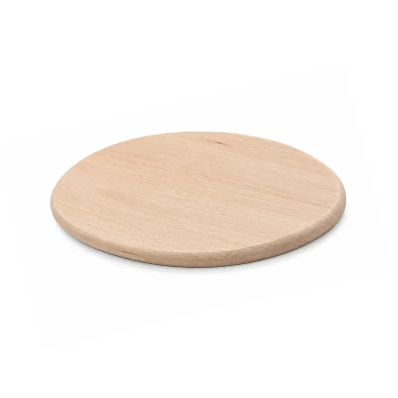 Owalna bukowa deska Pola 22,5 × 14 × 1 cm, gładka, bez rączki, na białym tle