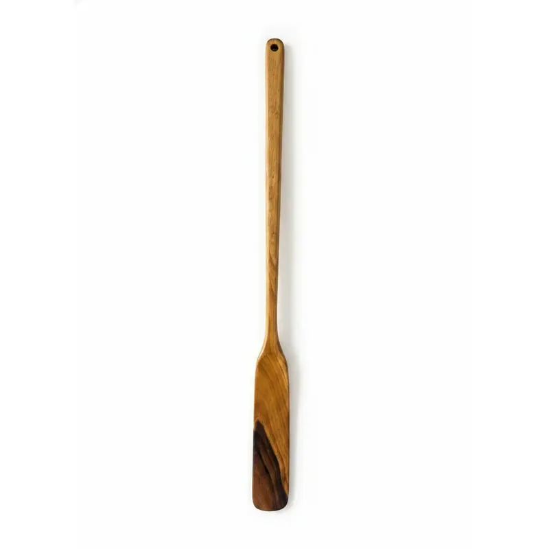 Łyżka do butów XL z orzecha włoskiego, 80 cm długości, z otworem w rączce, na białym tle