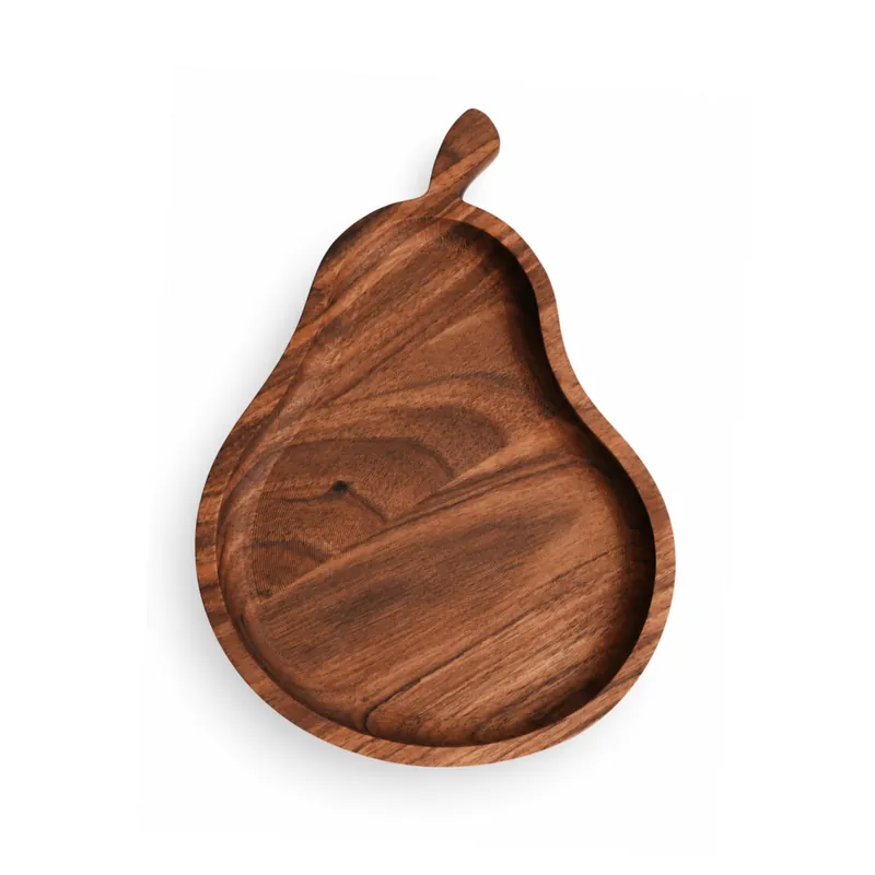 Tacka orzechowa Gruszka 23,5 × 17 cm w kształcie gruszki z ogonkiem i listkiem, z góry