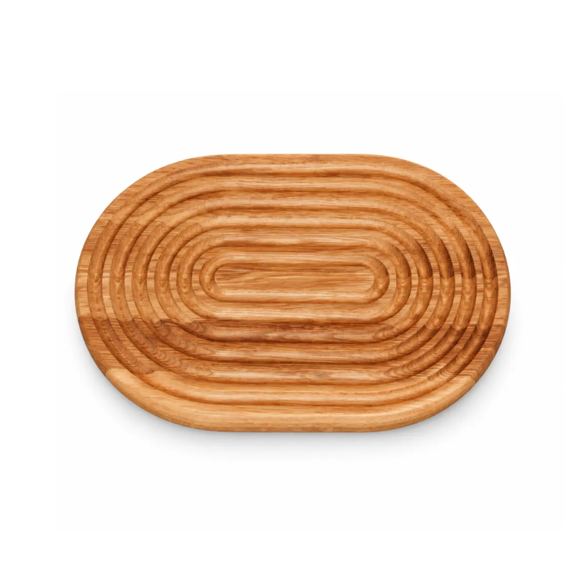 Dębowa deska do krojenia chleba Krysia 34,5 × 24,5 cm z owalnymi rowkami na okruchy