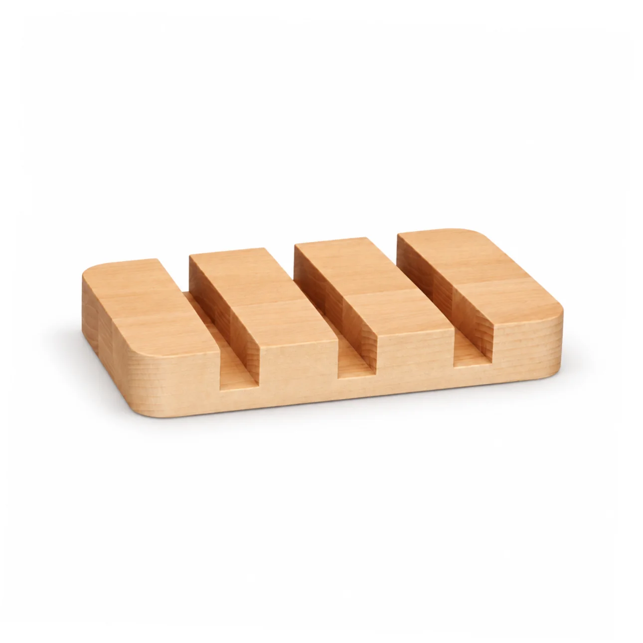 Bukowy stojak 22 × 15 × 3 cm z trzema szczelinami na deski z zestawu